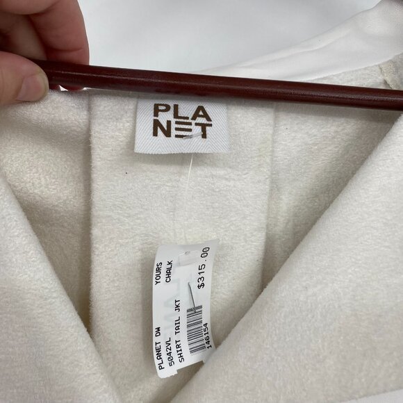 Planet Jacket Womens One Size Shirt Tail Chalk White Single Button Vegan Leather - Picture 5 of 16